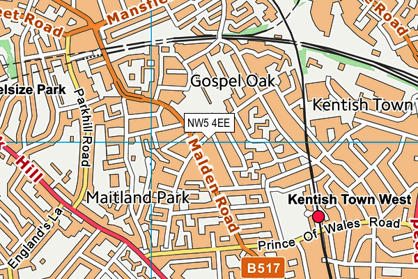NW5 4EE map - OS VectorMap District (Ordnance Survey)
