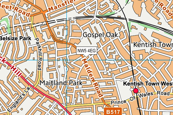 NW5 4EG map - OS VectorMap District (Ordnance Survey)