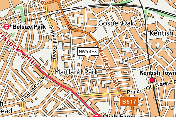 NW5 4EX map - OS VectorMap District (Ordnance Survey)