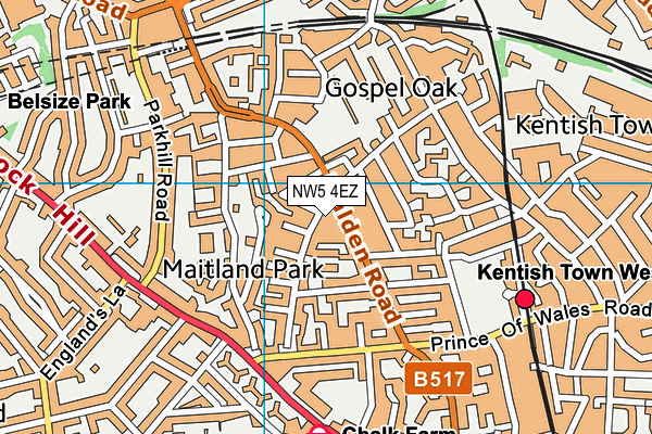 NW5 4EZ map - OS VectorMap District (Ordnance Survey)