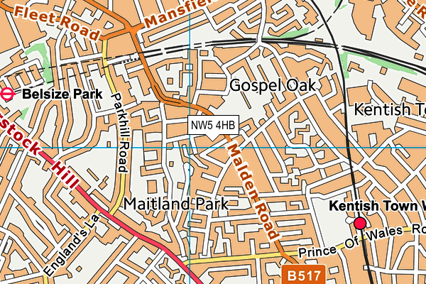 NW5 4HB map - OS VectorMap District (Ordnance Survey)