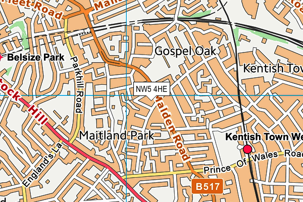 NW5 4HE map - OS VectorMap District (Ordnance Survey)