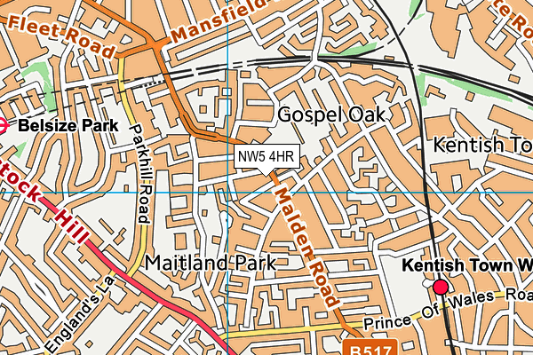 NW5 4HR map - OS VectorMap District (Ordnance Survey)