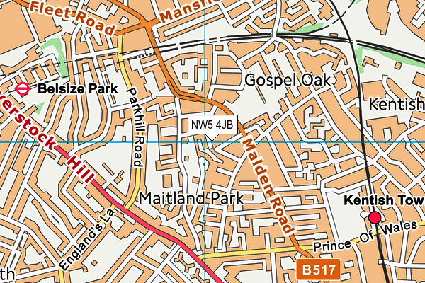 NW5 4JB map - OS VectorMap District (Ordnance Survey)