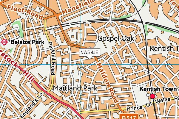 NW5 4JE map - OS VectorMap District (Ordnance Survey)