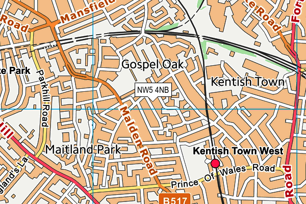 NW5 4NB map - OS VectorMap District (Ordnance Survey)