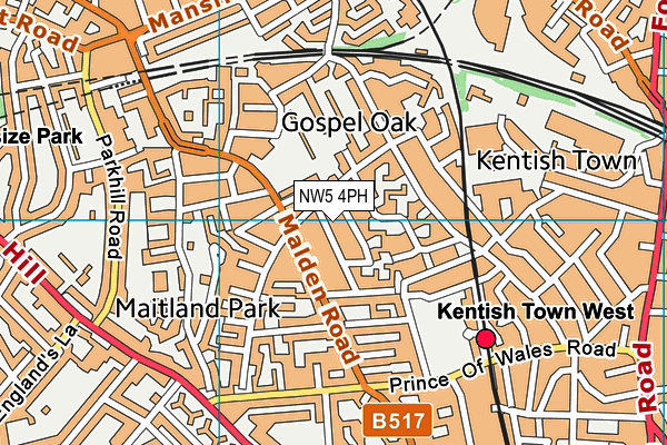 NW5 4PH map - OS VectorMap District (Ordnance Survey)
