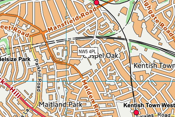 NW5 4PL map - OS VectorMap District (Ordnance Survey)