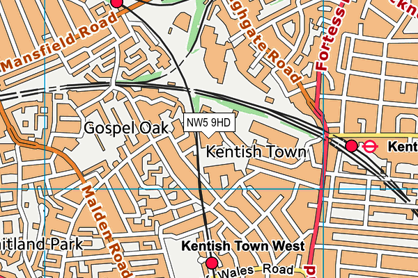 NW5 9HD map - OS VectorMap District (Ordnance Survey)