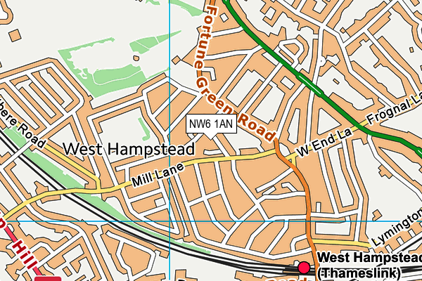 NW6 1AN map - OS VectorMap District (Ordnance Survey)