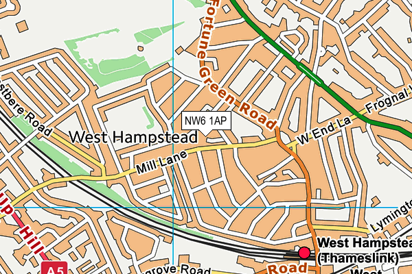 NW6 1AP map - OS VectorMap District (Ordnance Survey)