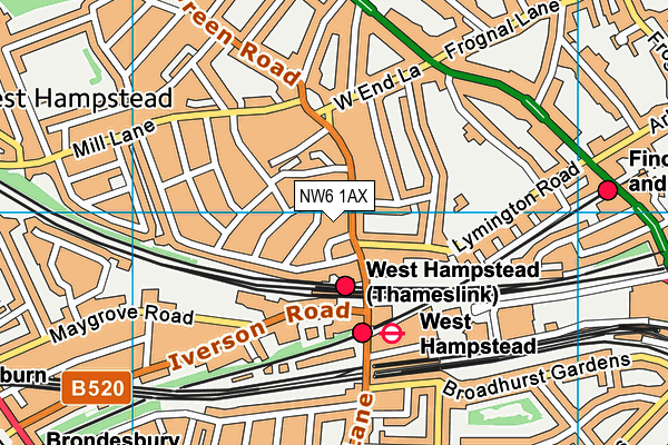 NW6 1AX map - OS VectorMap District (Ordnance Survey)