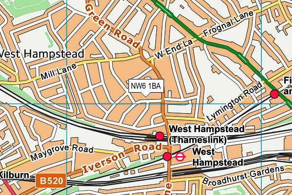 NW6 1BA map - OS VectorMap District (Ordnance Survey)