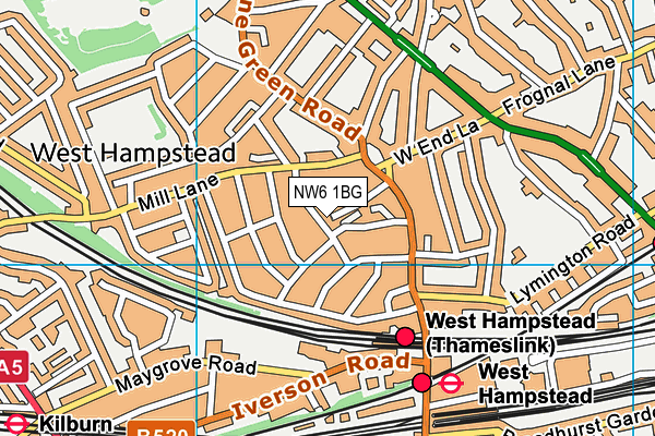 NW6 1BG map - OS VectorMap District (Ordnance Survey)