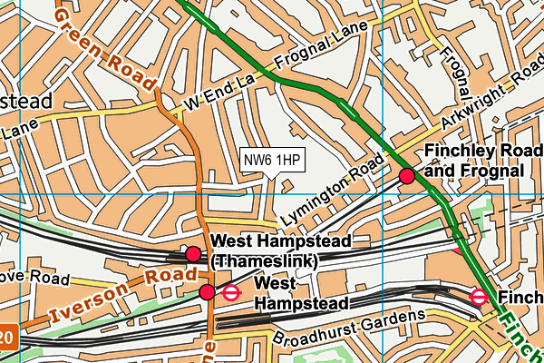 NW6 1HP map - OS VectorMap District (Ordnance Survey)