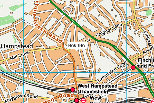 NW6 1HW map - OS VectorMap District (Ordnance Survey)