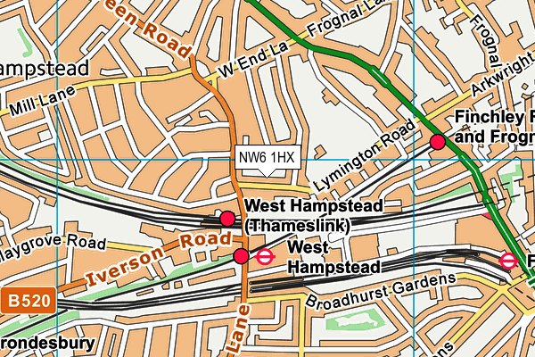 NW6 1HX map - OS VectorMap District (Ordnance Survey)