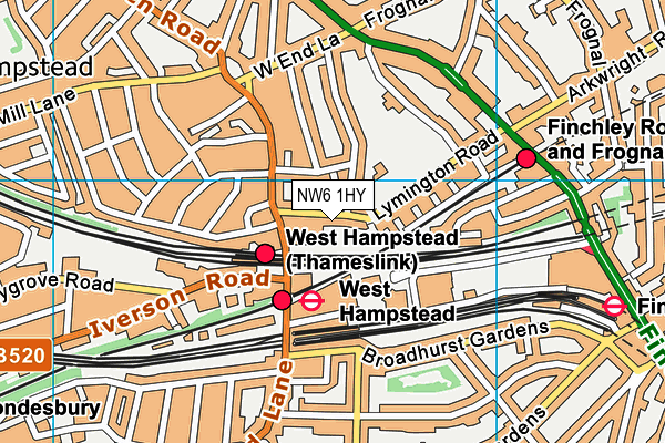 NW6 1HY map - OS VectorMap District (Ordnance Survey)