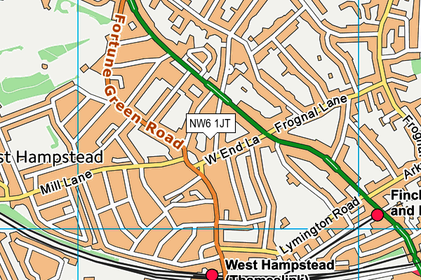 NW6 1JT map - OS VectorMap District (Ordnance Survey)