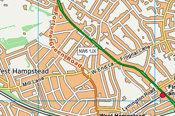 NW6 1JX map - OS VectorMap District (Ordnance Survey)