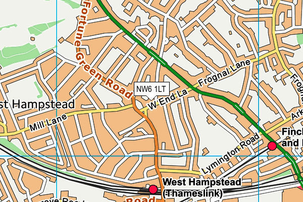 NW6 1LT map - OS VectorMap District (Ordnance Survey)