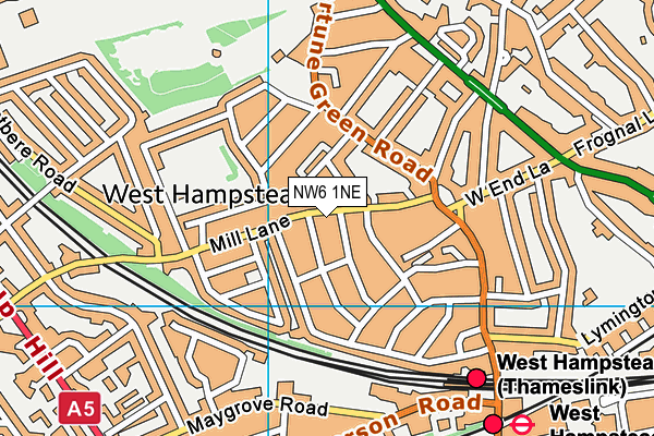 NW6 1NE map - OS VectorMap District (Ordnance Survey)