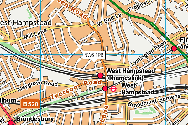 NW6 1PB map - OS VectorMap District (Ordnance Survey)