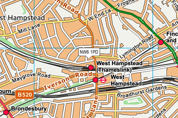 NW6 1PD map - OS VectorMap District (Ordnance Survey)