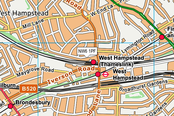 NW6 1PF map - OS VectorMap District (Ordnance Survey)