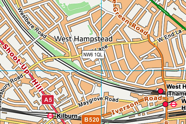 West Hampstead Primary School map (NW6 1QL) - OS VectorMap District (Ordnance Survey)