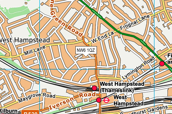 NW6 1QZ map - OS VectorMap District (Ordnance Survey)