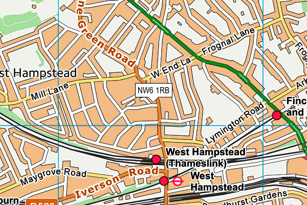 NW6 1RB map - OS VectorMap District (Ordnance Survey)