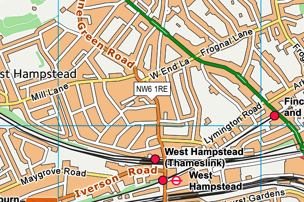 NW6 1RE map - OS VectorMap District (Ordnance Survey)