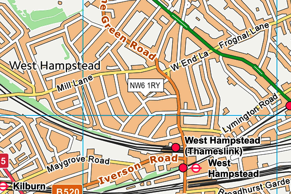 NW6 1RY map - OS VectorMap District (Ordnance Survey)