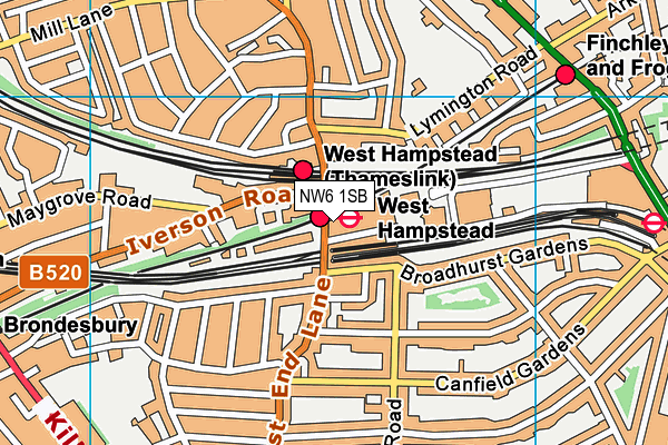 NW6 1SB map - OS VectorMap District (Ordnance Survey)