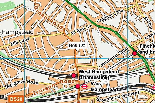 NW6 1UX map - OS VectorMap District (Ordnance Survey)