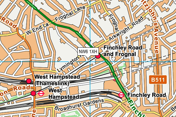 NW6 1XH map - OS VectorMap District (Ordnance Survey)