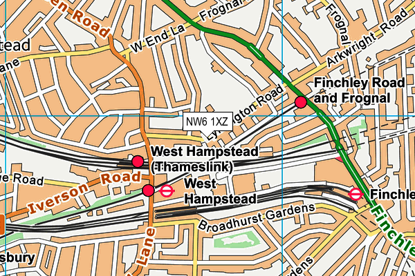 NW6 1XZ map - OS VectorMap District (Ordnance Survey)