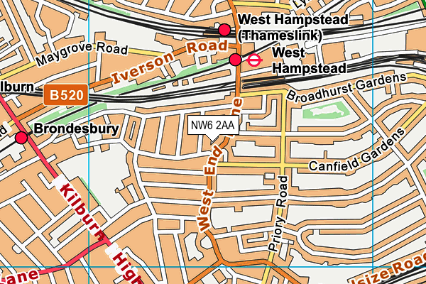 NW6 2AA map - OS VectorMap District (Ordnance Survey)