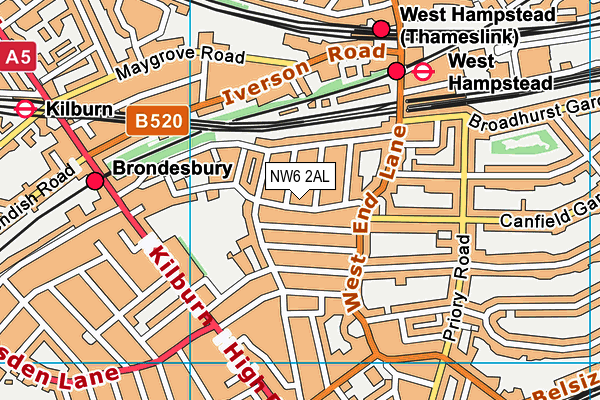 NW6 2AL map - OS VectorMap District (Ordnance Survey)