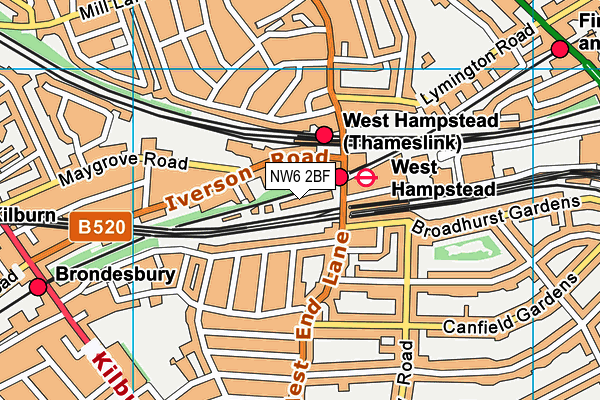 NW6 2BF map - OS VectorMap District (Ordnance Survey)