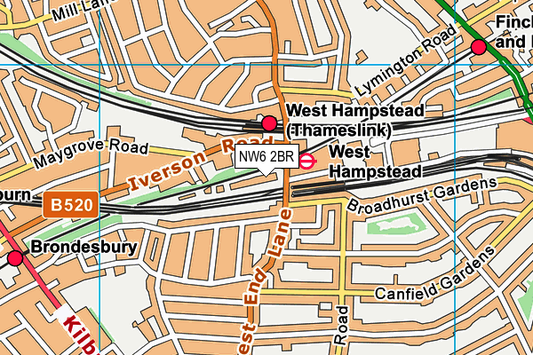 NW6 2BR map - OS VectorMap District (Ordnance Survey)
