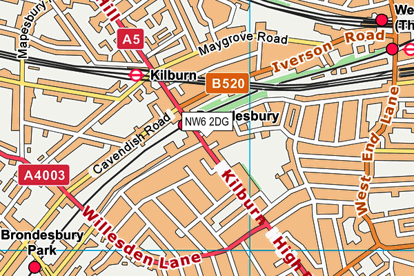 NW6 2DG map - OS VectorMap District (Ordnance Survey)