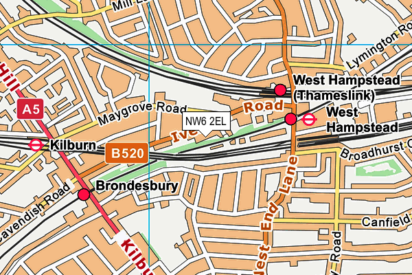 NW6 2EL map - OS VectorMap District (Ordnance Survey)