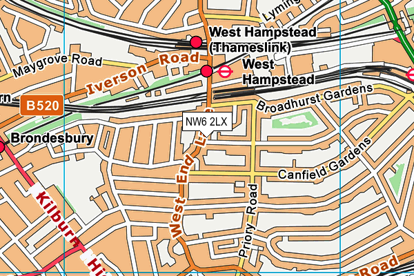 NW6 2LX map - OS VectorMap District (Ordnance Survey)