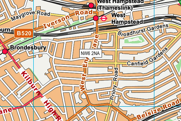 NW6 2NA map - OS VectorMap District (Ordnance Survey)