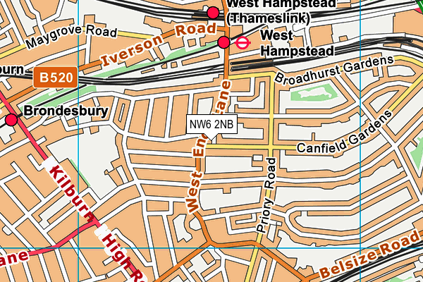 NW6 2NB map - OS VectorMap District (Ordnance Survey)