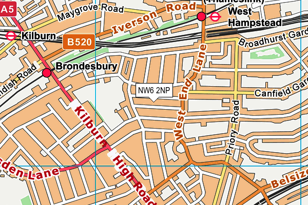 NW6 2NP map - OS VectorMap District (Ordnance Survey)