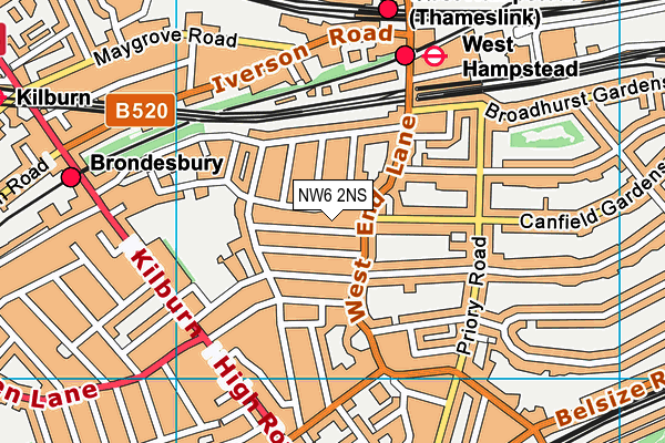 NW6 2NS map - OS VectorMap District (Ordnance Survey)