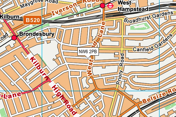 NW6 2PB map - OS VectorMap District (Ordnance Survey)